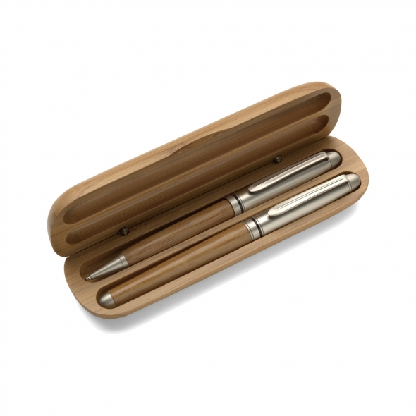 bambusowy zestaw - długopis i pióro 13AL00