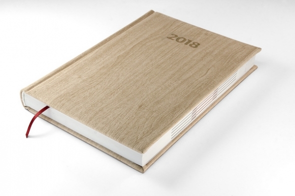 kalendarz w drewnopodobnej okładce - beżowy